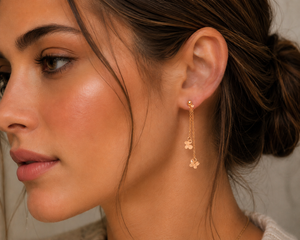 18K Yellow Gold Dangling ButterFly Charm Earrings