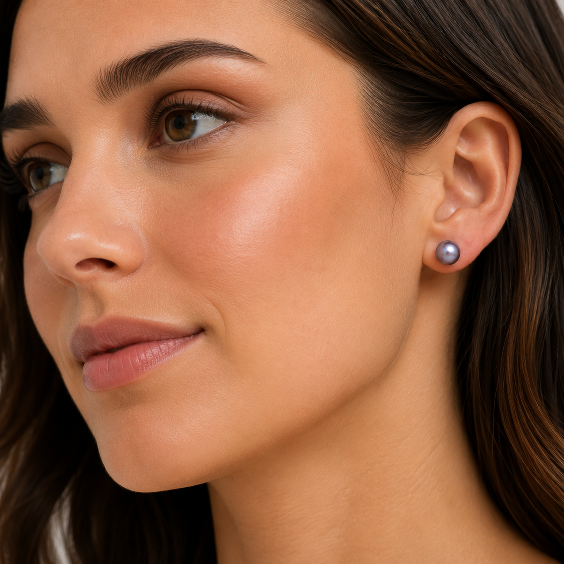 14K Yellow Gold Black Pearls Stud Earrings