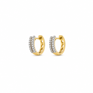 10K Yellow Gold Double-Row Diamond Huggie Earrings