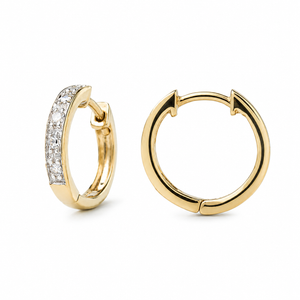 10K Yellow Gold Diamond Hoop Earrings