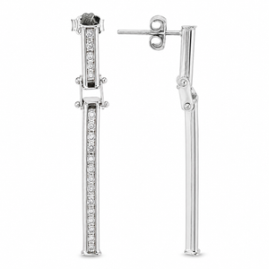 14K White Gold Stick Drop Design Channel Diamond Setting Earrings TDW: 1.36ct