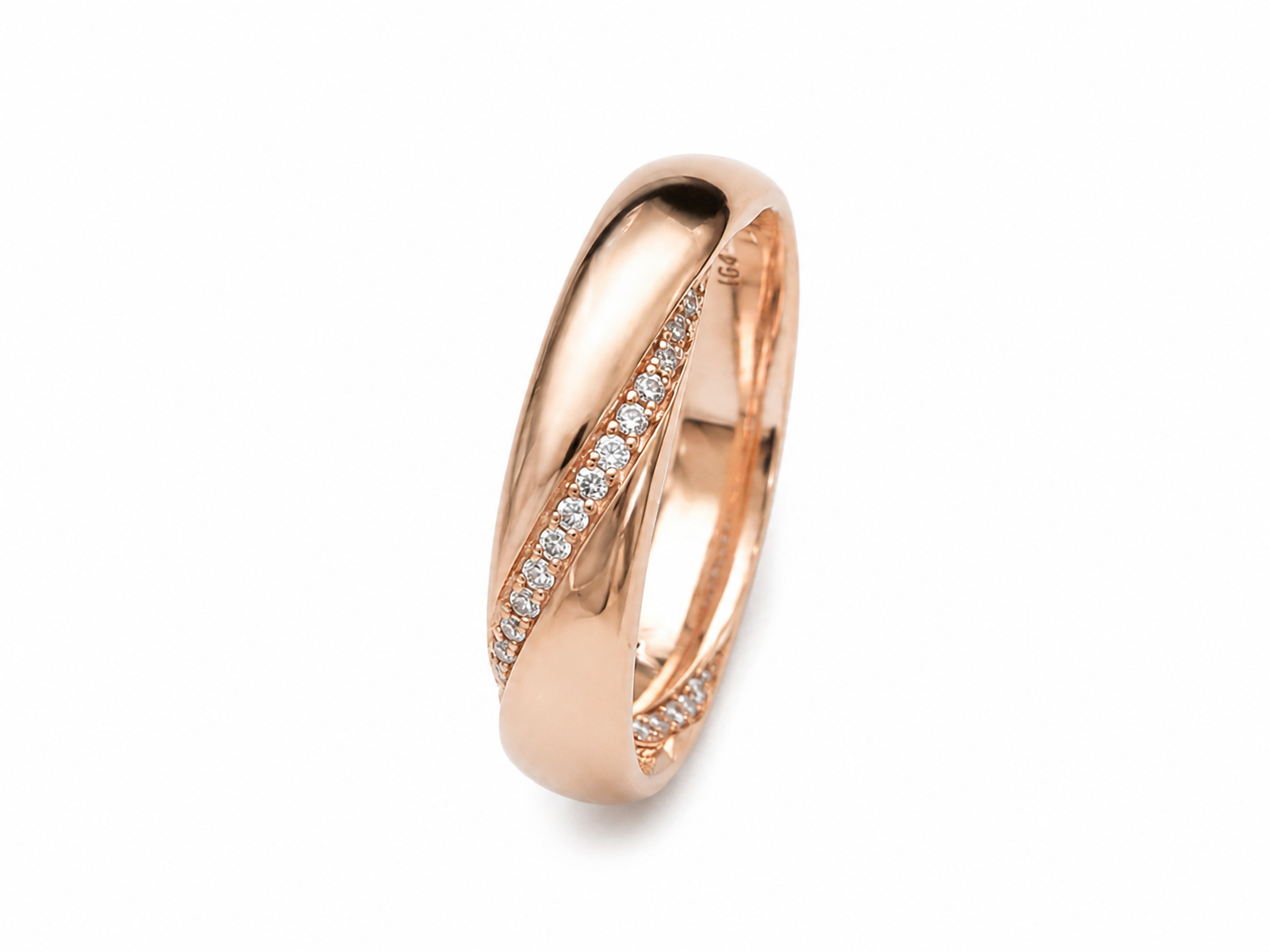 14k Rose Gold Diamond Twisted Crossover Pave Band