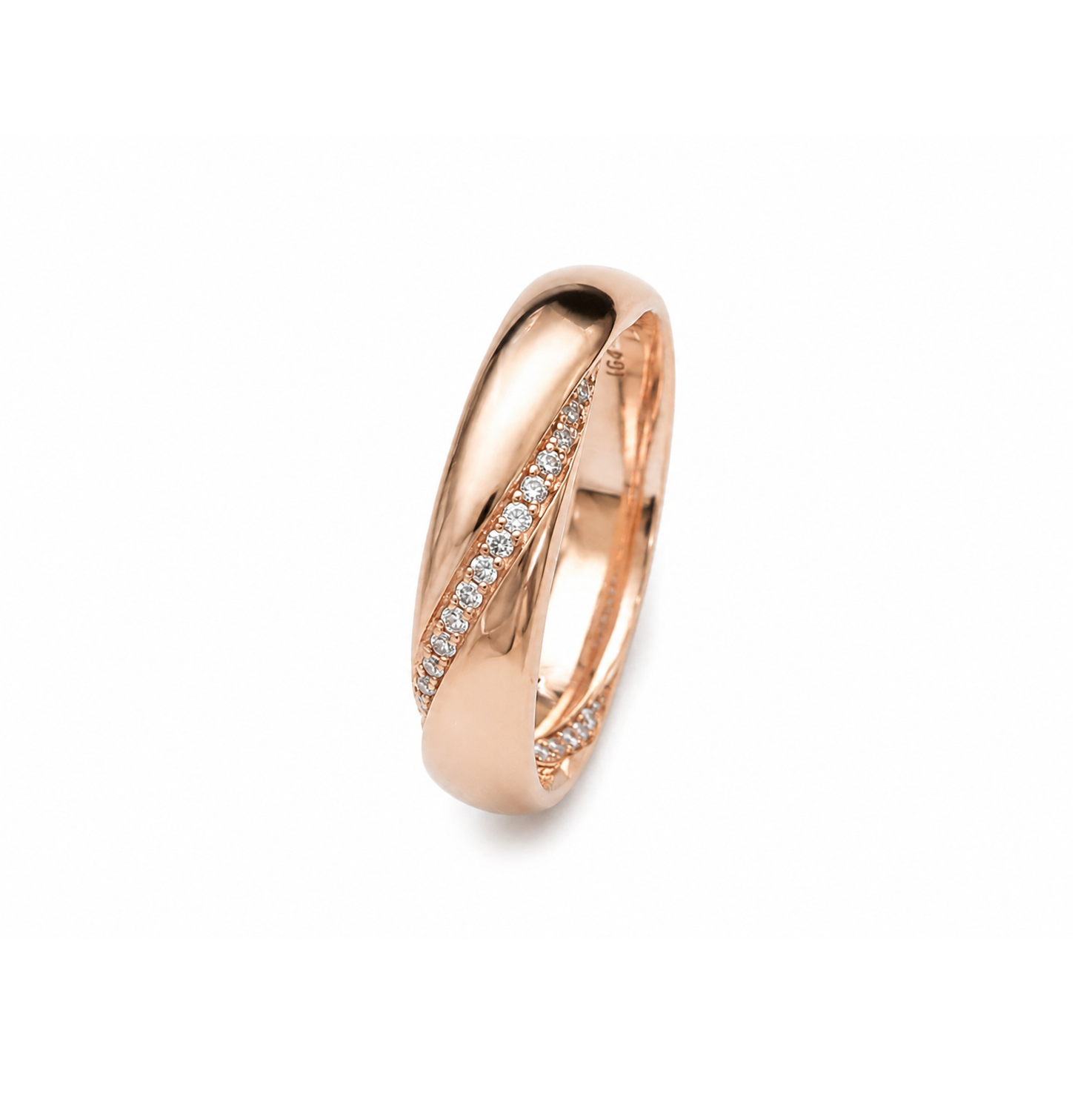 14k Rose Gold Diamond Twisted Crossover Pave Band