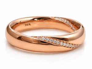 14k Rose Gold Diamond Twisted Crossover Pave Band