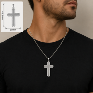 925 Sterling Silver Large Flat Cross Pendant
