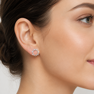 14K White Gold Seven-Point Diamond Star Stud Earrings