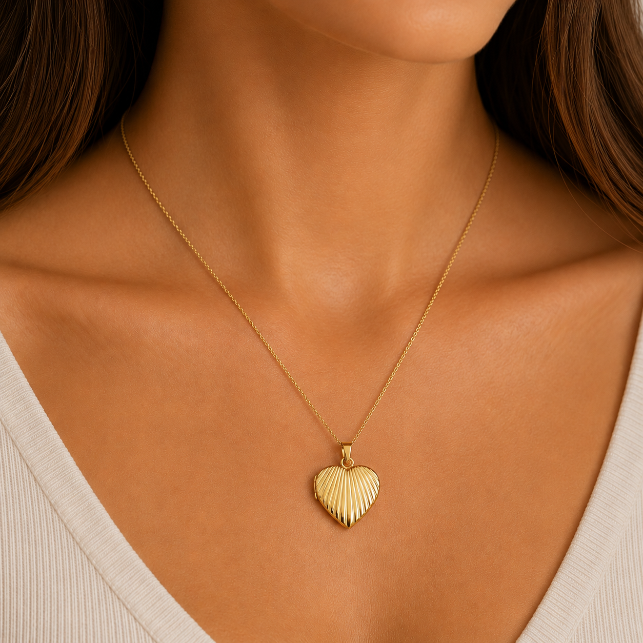 14K Yellow Gold Solid Heart Shape Clasp Pendant.