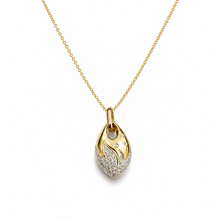 14K Yellow Gold Aurora Teardrop Diamond Pendant