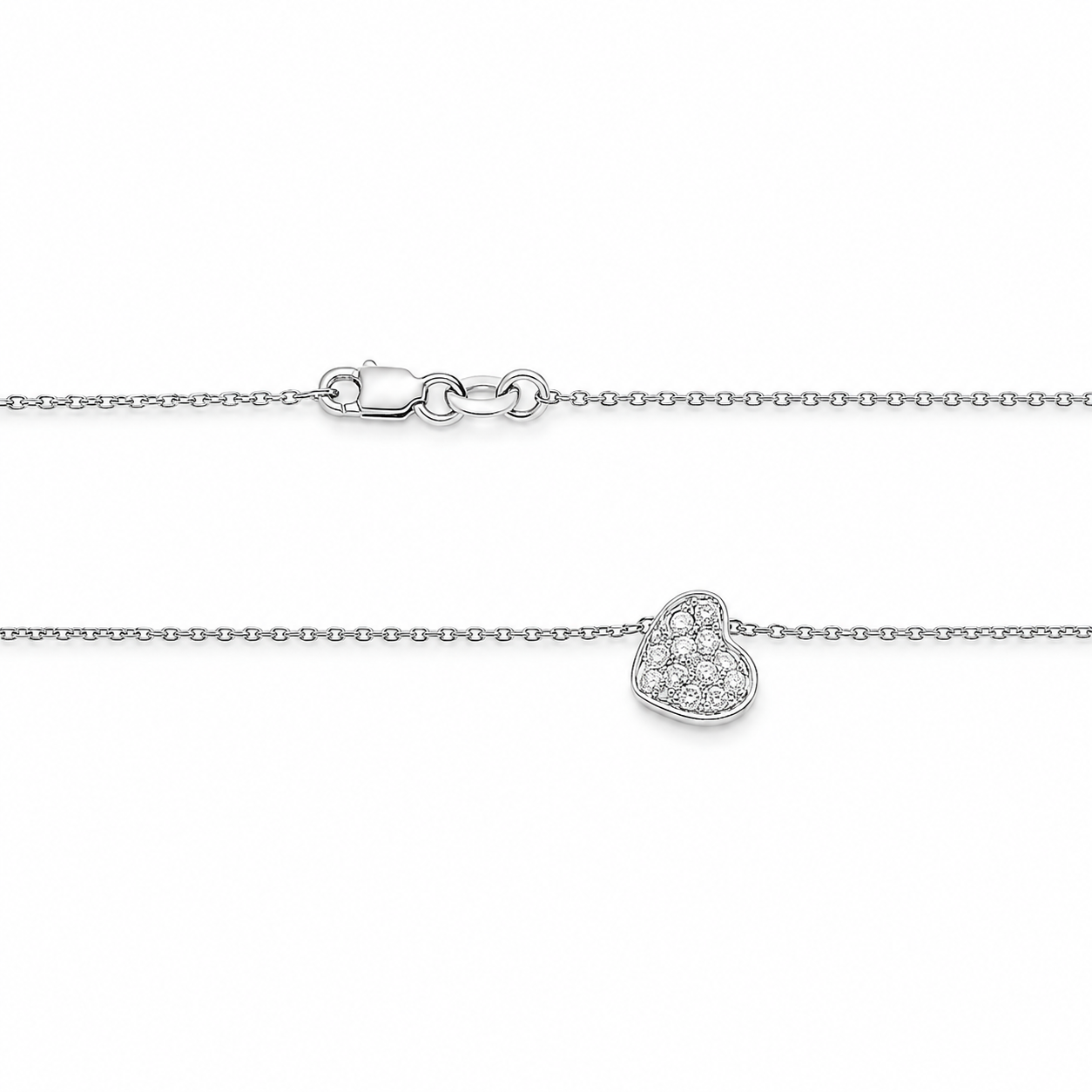 14K White Gold Diamond Heart Necklace