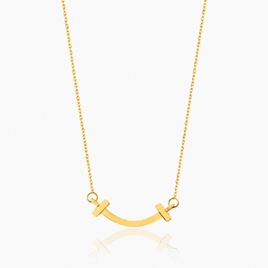 18K Yellow Gold Curved Smile Pendant Necklace