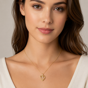 10k Yellow Gold  Diamond Accent Heart Necklace