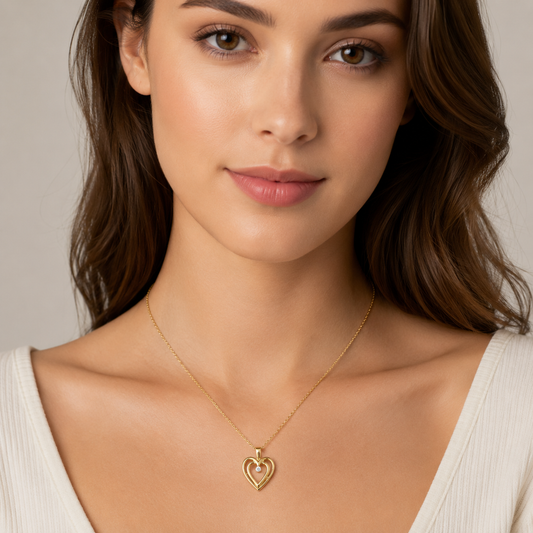 10k Yellow Gold  Diamond Accent Heart Necklace