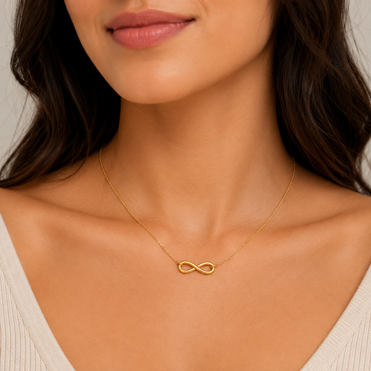 18k Yellow Gold Station Infinity Necklace