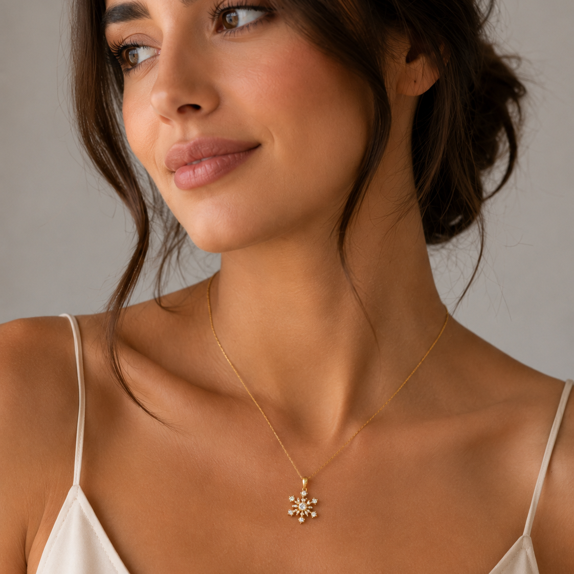 10K Yellow Gold  Diamond Snowflake Pendant