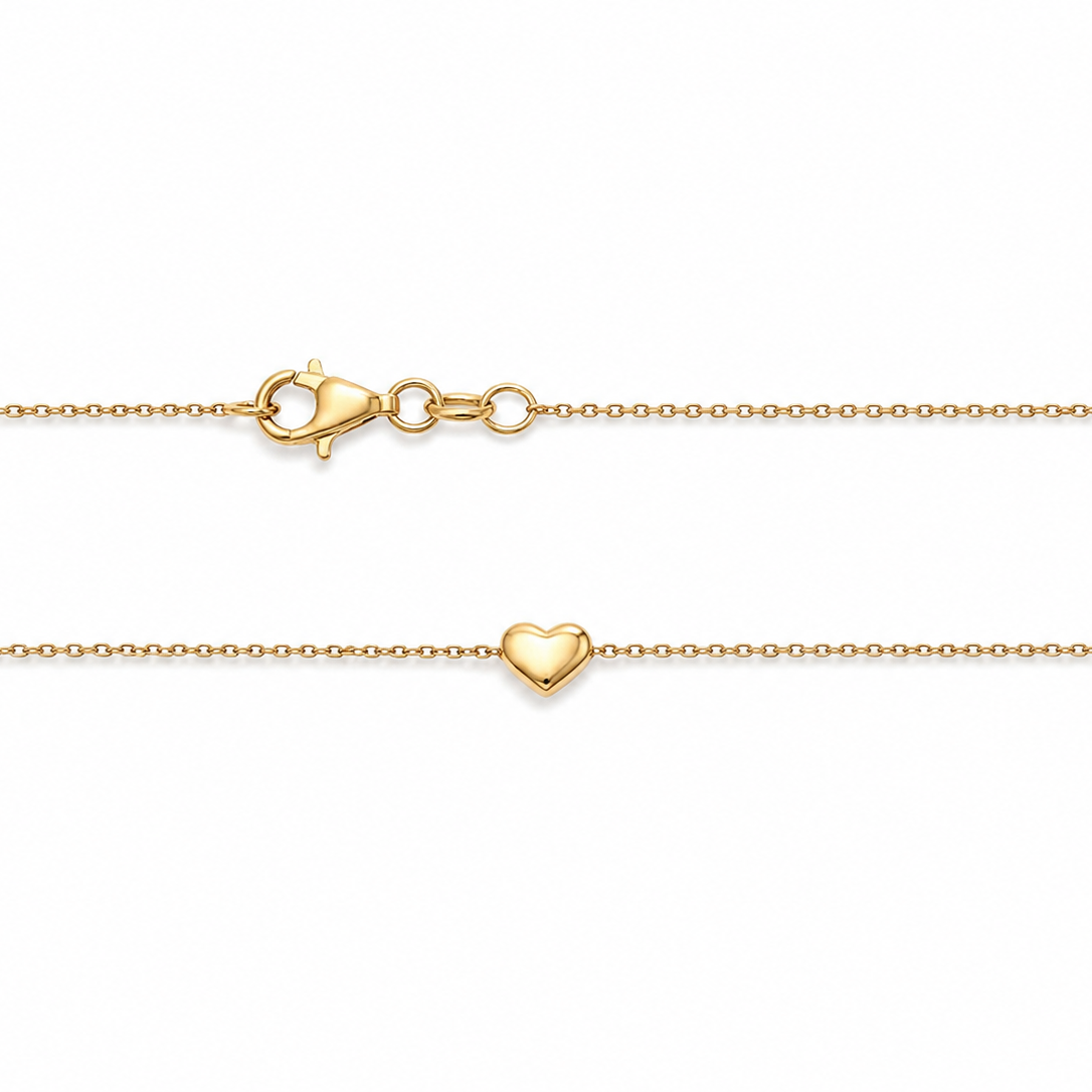 18k Yellow Gold Heart Charm Necklace