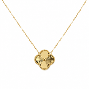 18k Yellow Gold Sunburst Clover Station Necklace