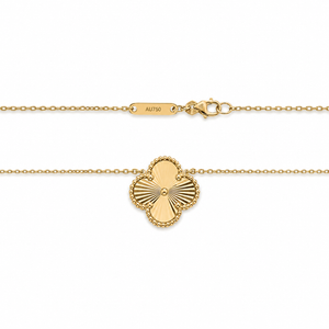 18k Yellow Gold Sunburst Clover Station Necklace