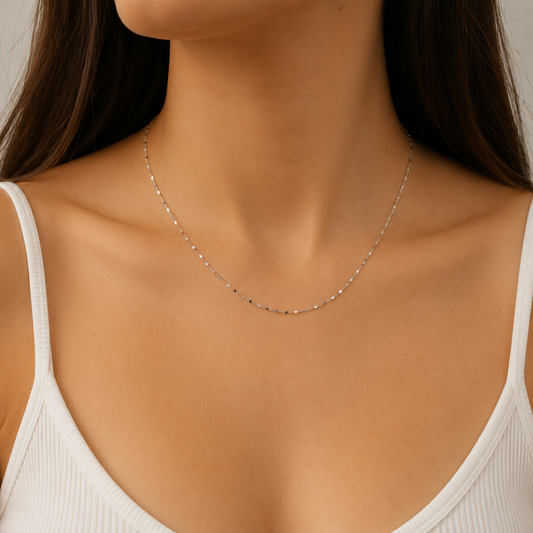 18k White Gold Disc Diamond Cut Chain