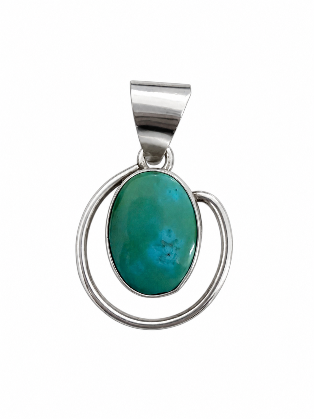 925 Sterling Silver Turquoise Orbital Swirl Pendant