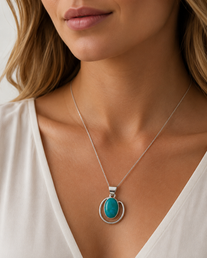 925 Sterling Silver Turquoise Orbital Swirl Pendant
