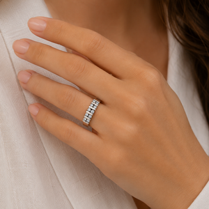14K White Gold Double Channel Set Diamond Ring