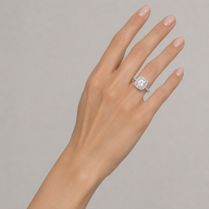 White Gold Halo Solitaire Lab/Natural Diamond Ring. 19k Lab: 2.15 TDW: 3.15ct DE VS
