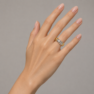 10K Two Tone Channel-set diamond band ring