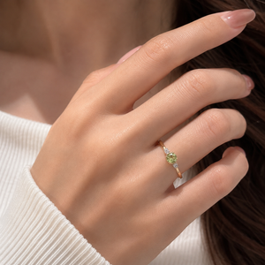 10K Yellow Gold Three-stone Peridot and Diamond Ring