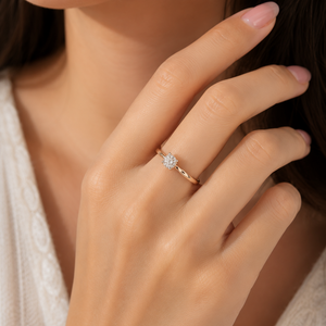 14K 18k Yellow Gold Round Solitaire Diamond Engagement Ring