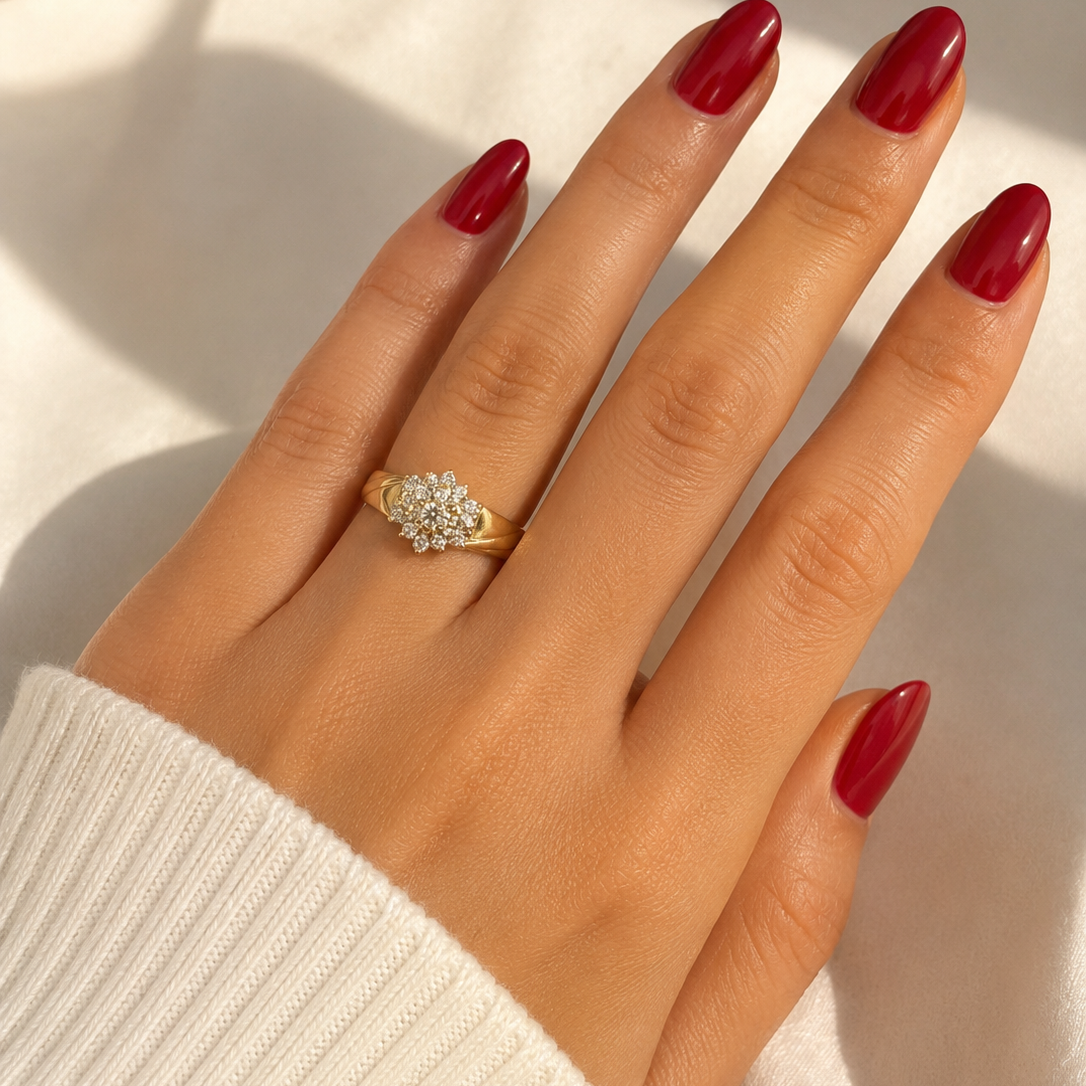 10K Yellow Gold floral Diamond Ring