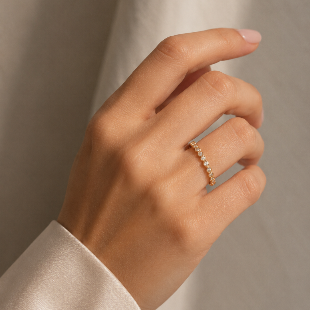 14K Rose Gold Bridal 17-stone diamond Eternity Band