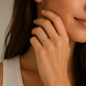 10K Romantic Heart  Cut White Gold Ring with Filigree Detailing