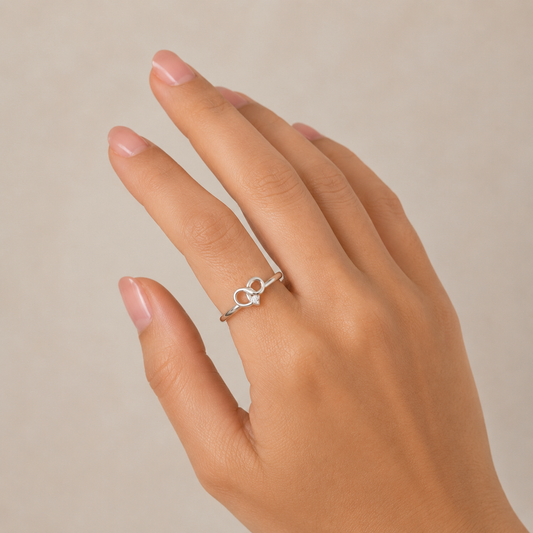 10K White Gold Two Diamond Heart Promise Ring