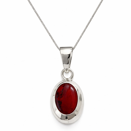 925 Sterling Silver Red Stone Pendant