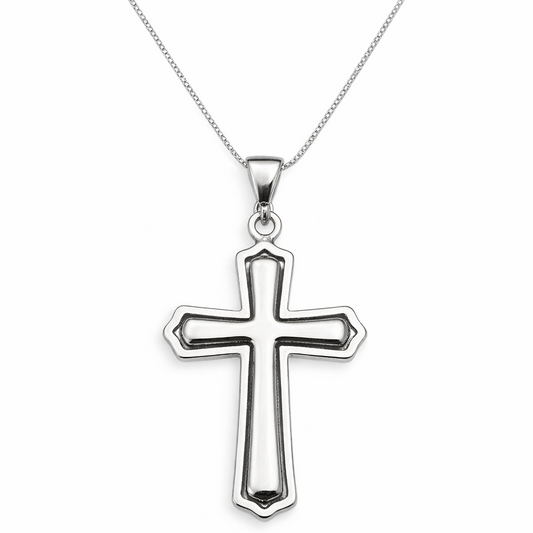 925 Sterling Silver Open Frame Cross Pendant