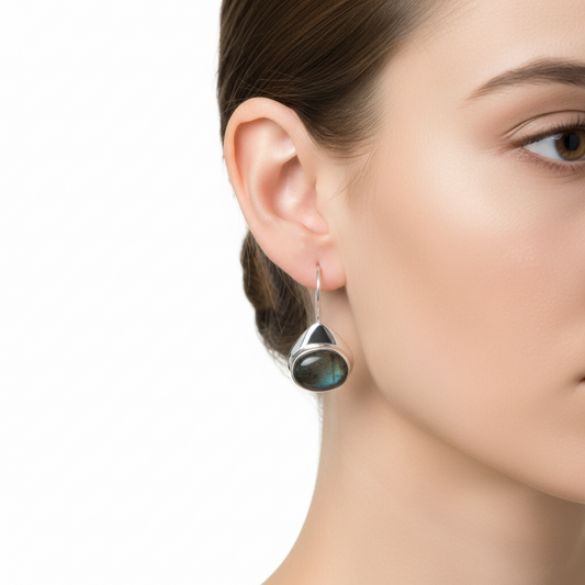 925 Sterling Silver Labradorite Drop Earrings