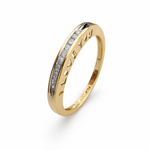 10k Yellow Gold Diamond "I Love You" Engraved Band