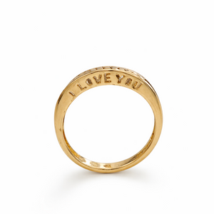 10k Yellow Gold Diamond "I Love You" Engraved Band