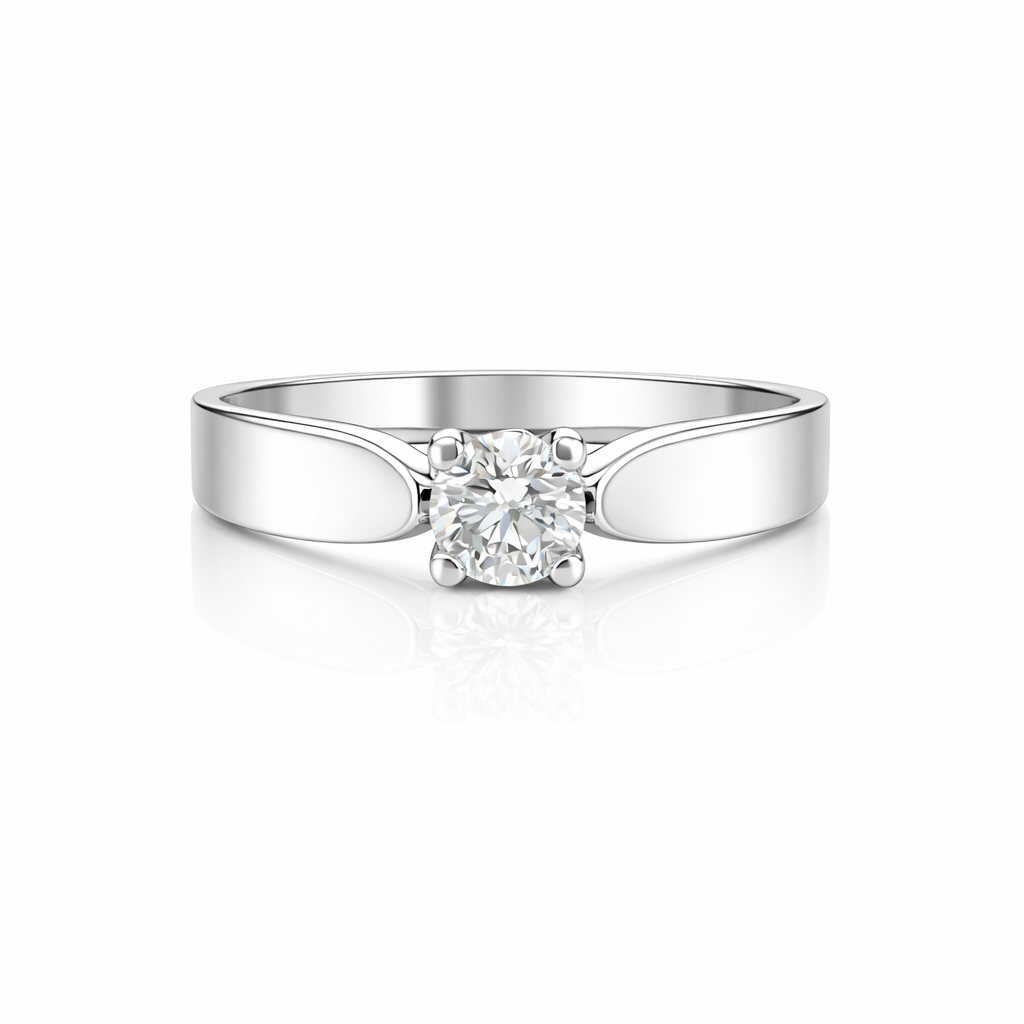 10k White Gold Solitaire Diamond Engagement Ring