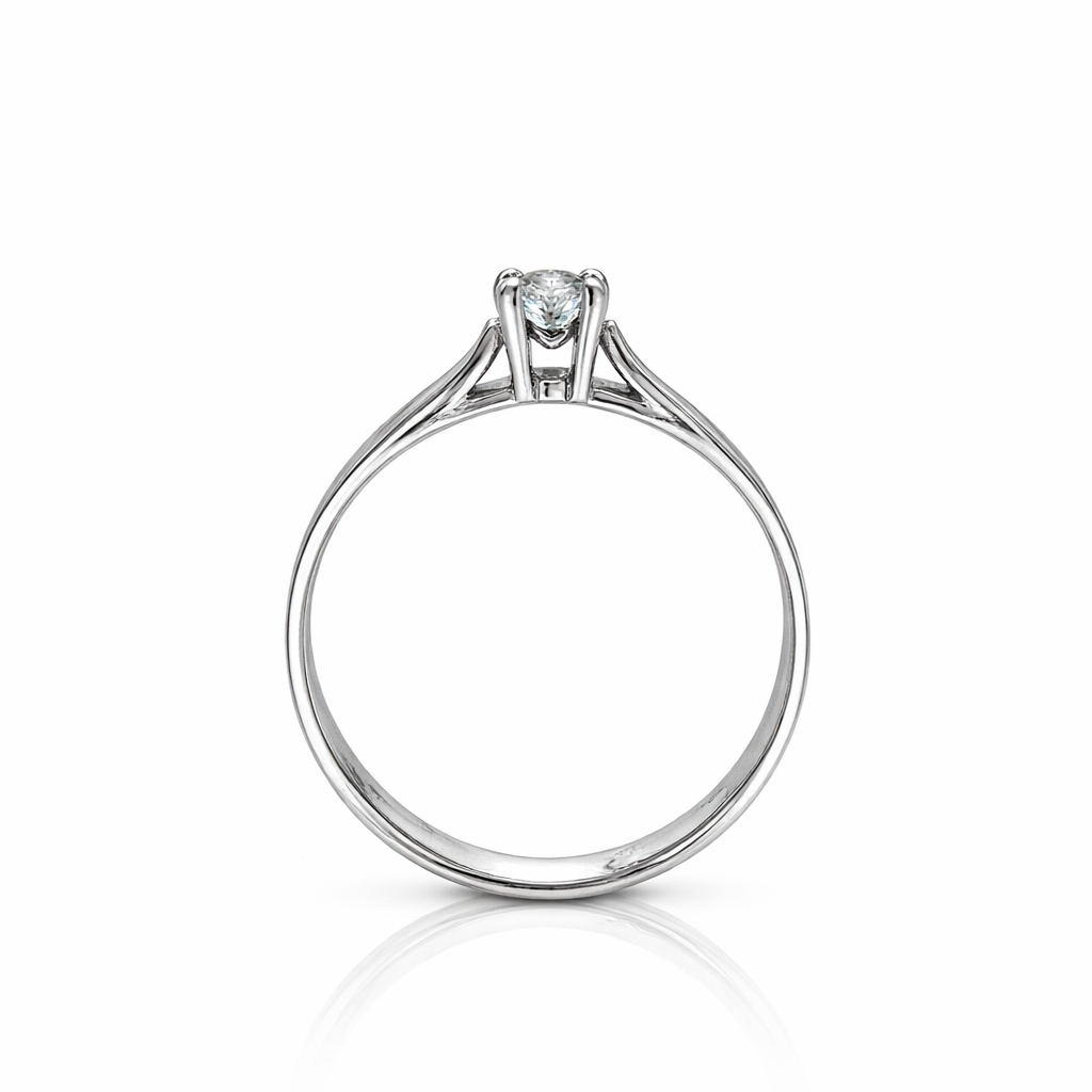 10k White Gold Solitaire Diamond Engagement Ring