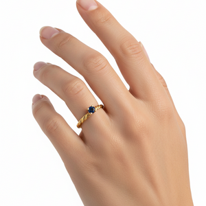 10k Yellow Gold Sapphire Twisted Gold Band