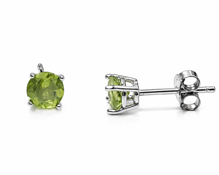 925 Sterling Silver Green CZ Stud Earrings
