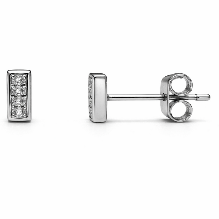 925 Sterling Silver Rectangular CZ Stud Earrings