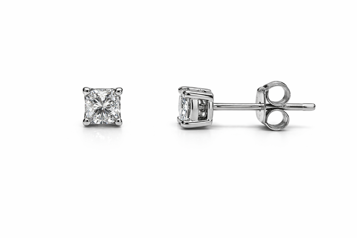925 Sterling Silver Solitaire Round CZ Stud Earrings