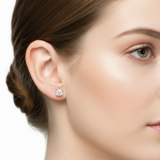 925 Sterling Silver Solitaire Round CZ Stud Earrings