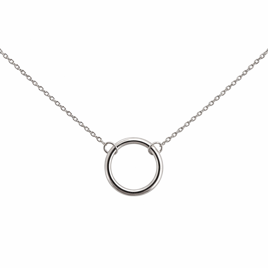 925 Sterling Silver Minimalist Circle Pendant Necklace