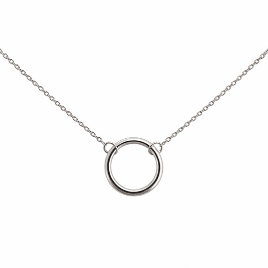 925 Sterling Silver Minimalist Circle Pendant Necklace