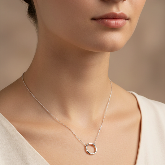 925 Sterling Silver Minimalist Circle Pendant Necklace