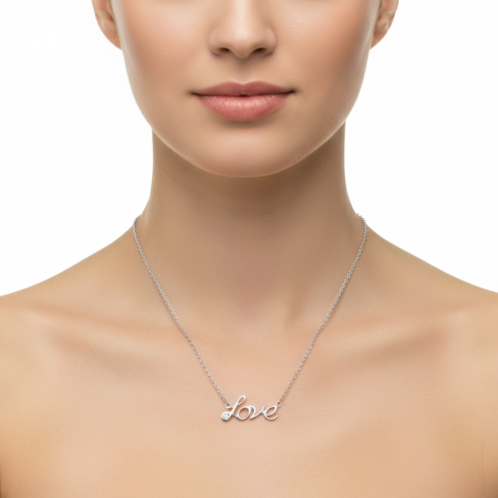 925 Sterling Silver "Love" Pendant Necklace