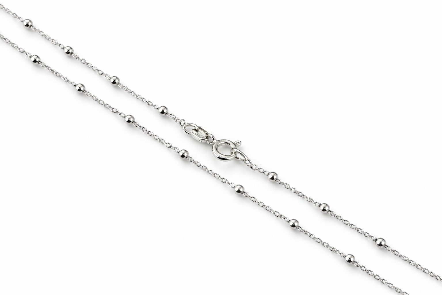 925 Sterling Silver Rhodium Plated Satellite Chain